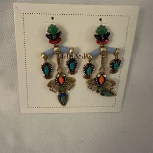 Stella & Dot Cecily Chandelier Earrings Green Multicolor Statement Jewelry
